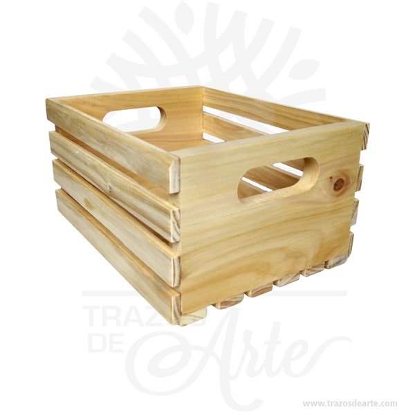 Caja regalo tipo huacal en madera de pino 25 X 18 X 12 cm en crudo