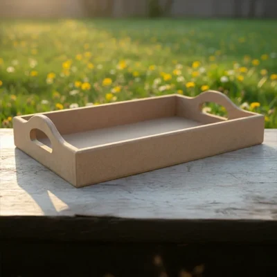 Bandeja en madera MDF de 40 x 30 x 8 cm vista tres cuartos