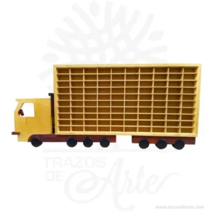 Repisa camión para colección de carros, perfecto mostrador para colecciones, hecho en madera con incrustaciones tipo intarsia. Es hecho de diferentes tipos de madera, basado en requisitos de color, para conseguir el efecto deseado. Las diferentes piezas se cortan de la madera deseada cepillada de diferentes espesores para proporcionar profundidad y contorno luego cuidadosamente a mano se pulen y se pegan a la placa de respaldo. el  camión repisa para 100 carros tiene una apariencia rústica conveniente para colgar casi en cualquier lugar. La técnica de intarsia incrusta secciones de madera dentro de la sólida matriz de piedra de pisos y paredes o de mesas y otros muebles. Por contraste marquetería ensambla un patrón de chapas pegadas sobre la canal.  Se cree que la palabra “intarsia” se deriva de la palabra latina “interserere” que significa “insertar”. Cuando Egipto entró bajo el dominio árabe en el siglo VII, las artes indígenas de intarsia y incrustaciones de madera, que se prestaban a los decorados no representativos y los patrones de azulejos , se extendieron por todo el magreb . La técnica de intarsia ya se había perfeccionado en el norte de África islámico antes de que se introdujera en la Europa cristiana a través de Sicilia y Andalucía . Tenga en cuenta que la madera es un material único, por lo que cuándo lo reciba será similar, no exactamente al de la foto. Repisa camión para colección de carros Material: madera de pino Tamaño 140 × 80 × 6 cm. Tamaño casilla: 9 x 4 x 4 cm Color: Descripción en foto. Fecha estimada de entrega: De 8 a 10 días hábiles (en Bogotá, Medellín, Cali), al resto del  país de 12 a 18 días. Recuerda que el tiempo de entrega comienza a partir del momento en que tu pago sea confirmado. Todos los productos son entregados al domicilio que informaste al realizar la compra. Vendido y enviado por: Trazos de Arte. Envío rápido y seguro. No incluye domicilio.  Personalización Realiza un pedido personalizado, podemos agregar lo que desees, como nombre, fecha, frase, logotipo, imagen o empaque regalo. Ofrecemos: Grabado por láser, grabado CNC Router, sublimado o papel adhesivo, el precio varía según el tipo de personalización que desees, encontrarás más información en “Servicios” en nuestro menú secundario. Si deseas cotizar o tienes preguntas presiona el botón Cotizar personalización con gusto las responderemos. ¿Cómo comprar? Selecciona tu producto. Si tienes alguna duda por favor escríbenos. Haz clic en el botón de compra y la cantidad que deseas. Ingresa los datos de facturación y entrega. Realiza el pago de tu pedido. Recibe el pedido en tu domicilio.