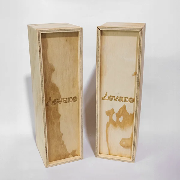 Caja de vino en triplex 11 X 10 X 33 cm 2 Pareja de cajas de vino en triplex de pino cerradas