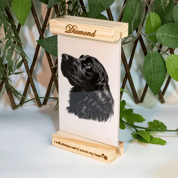 Portaretrato en madera de pino y acrílico | Trazos de Arte Portarretrato en madera de pino con acrílico, diseño compacto y personalizable, ideal para destacar tus fotos favoritas en cualquier espacio del hogar u oficina.