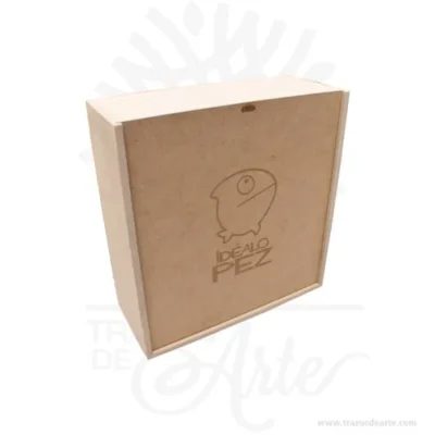 Caja en MDF vino y dos copas