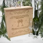 Caja en MDF vino y dos copas