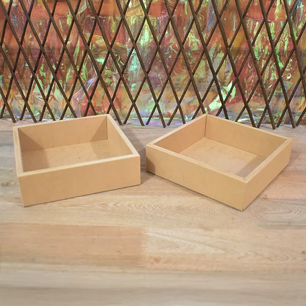 Par de bandejas sencillas en MDF con acabado natural