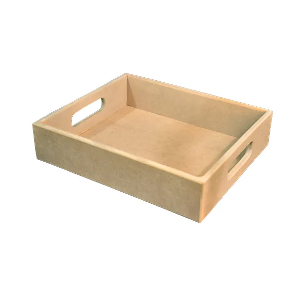 Bandeja en MDF para Desayunos con Manijas | Trazos de Arte Bandeja de madera MDF con manijas laterales para desayunos sorpresa y regalos sobre fondo blanco.