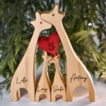 Escultura Familia 4 Jirafas en Madera